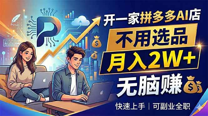 （18520期）开一家拼多多AI店，不用选品，月入2W+，无脑赚，可副业全职-知行客