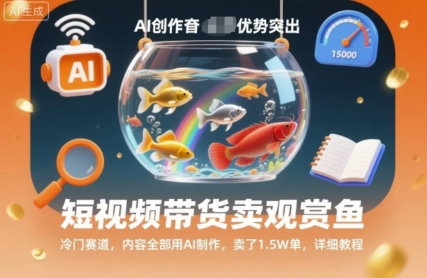 短视频带货卖观赏鱼，冷门赛道，内容全部用AI制作，卖了1.5W单，详细教程-知行客