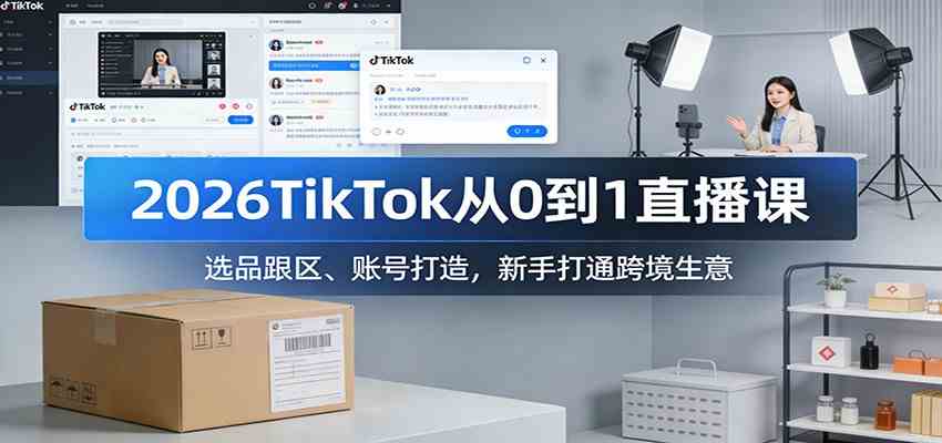 2026TikTok从0到1直播课：选品跟区、账号打造，新手打通跨境生意-知行客