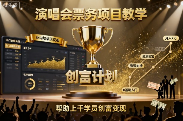 演唱会票务项目教学，业内培训天花板，帮助上千学员创富变现-知行客
