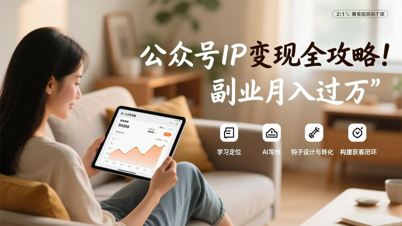 【精】公众号IP变现全攻略，学习定位、AI写作、钩子设计与转化，构建获客闭环，副业月入过万-知行客