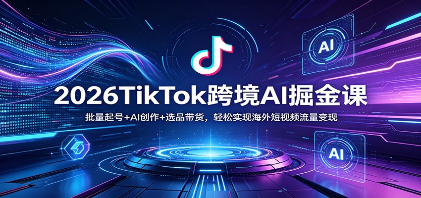 2026TikTok跨境AI掘金课：批量起号+AI创作+选品带货，轻松实现海外短视频流量变现-知行客