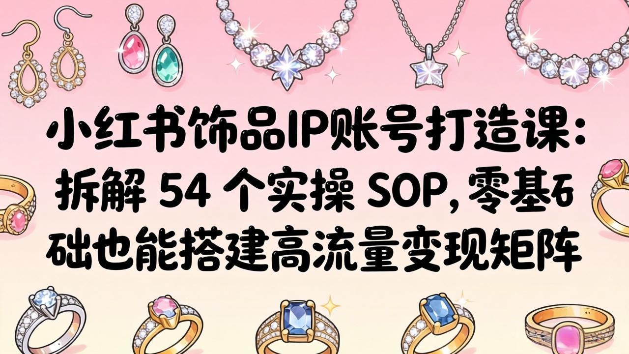 小红书饰品IP账号打造课：拆解 54 个实操 SOP，零基础也能搭建高流量变现矩阵-知行客