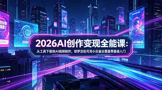 （18553期）2026AI创作变现全能课-更新5月：从工具下载到AI视频制作，即梦豆包可灵小云雀全覆盖零基础入门-知行客