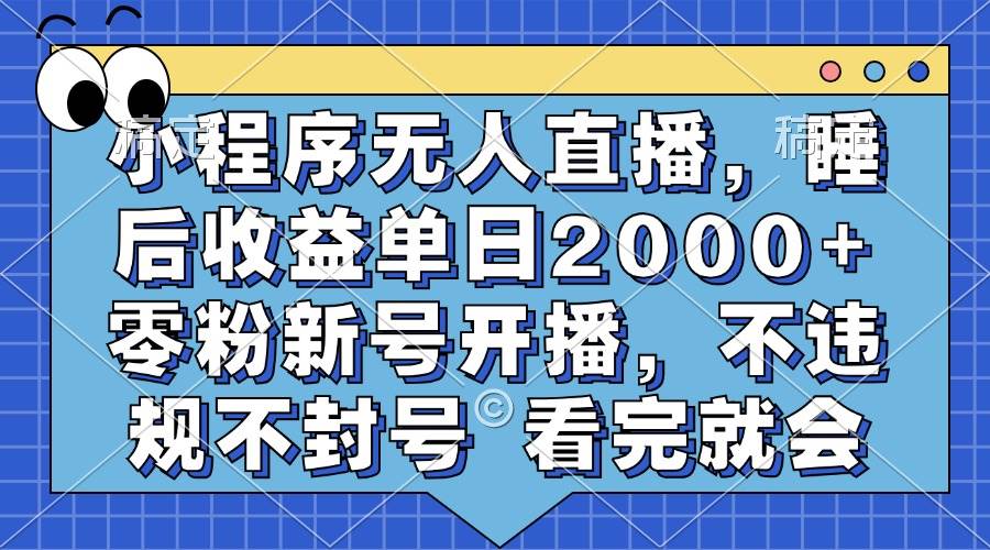 （13251期）小程序无人直播，睡后收益单日2000+ 零粉新号开播，不违规不封号 看完就会-知行客