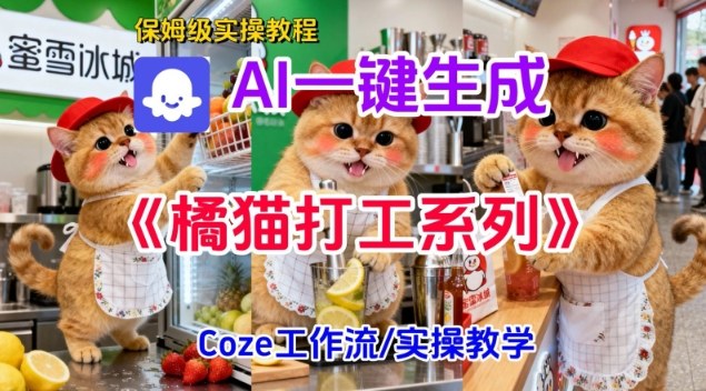Coze扣子工作流一键生成胖橘猫打工短视频，保姆级实操搭建教学-知行客
