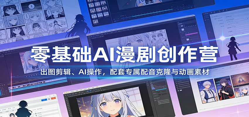 零基础AI漫剧创作营：出图剪辑、AI操作，配套专属配音克隆与动画素材-知行客