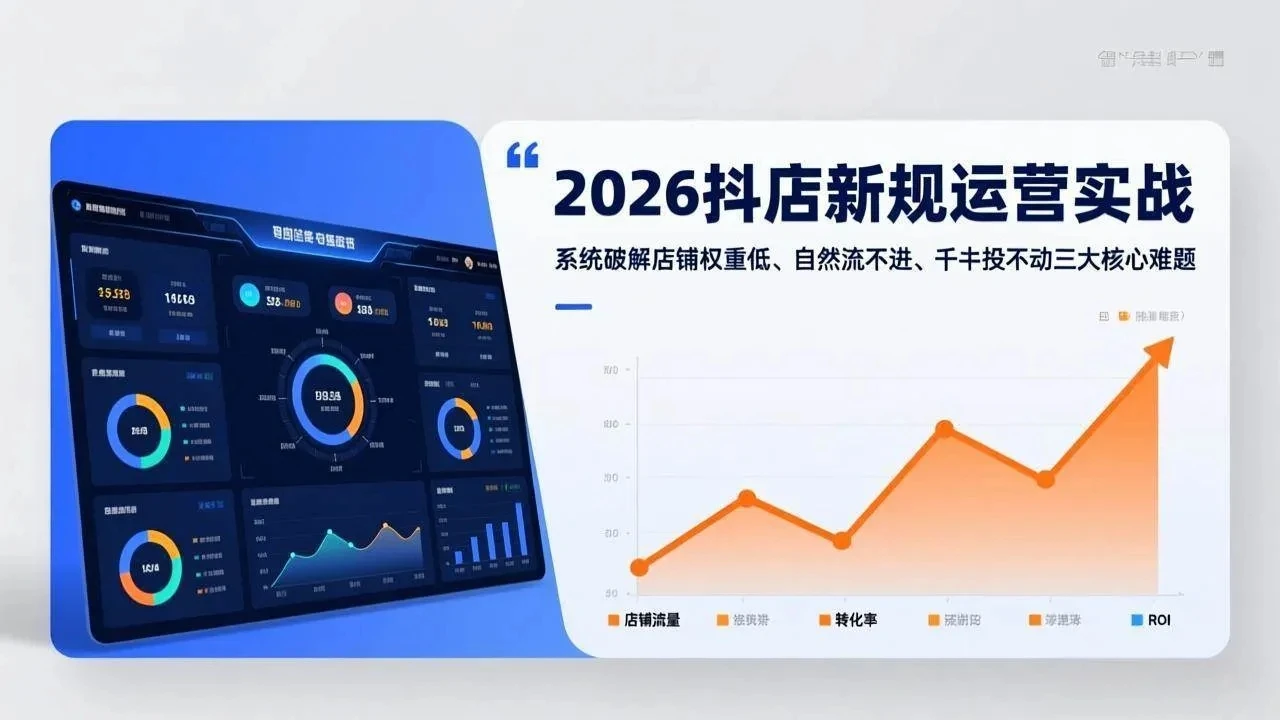 【精】2026抖店新规运营实战：系统破解店铺权重低、自然流不进、千川投不动三大核心难题-知行客