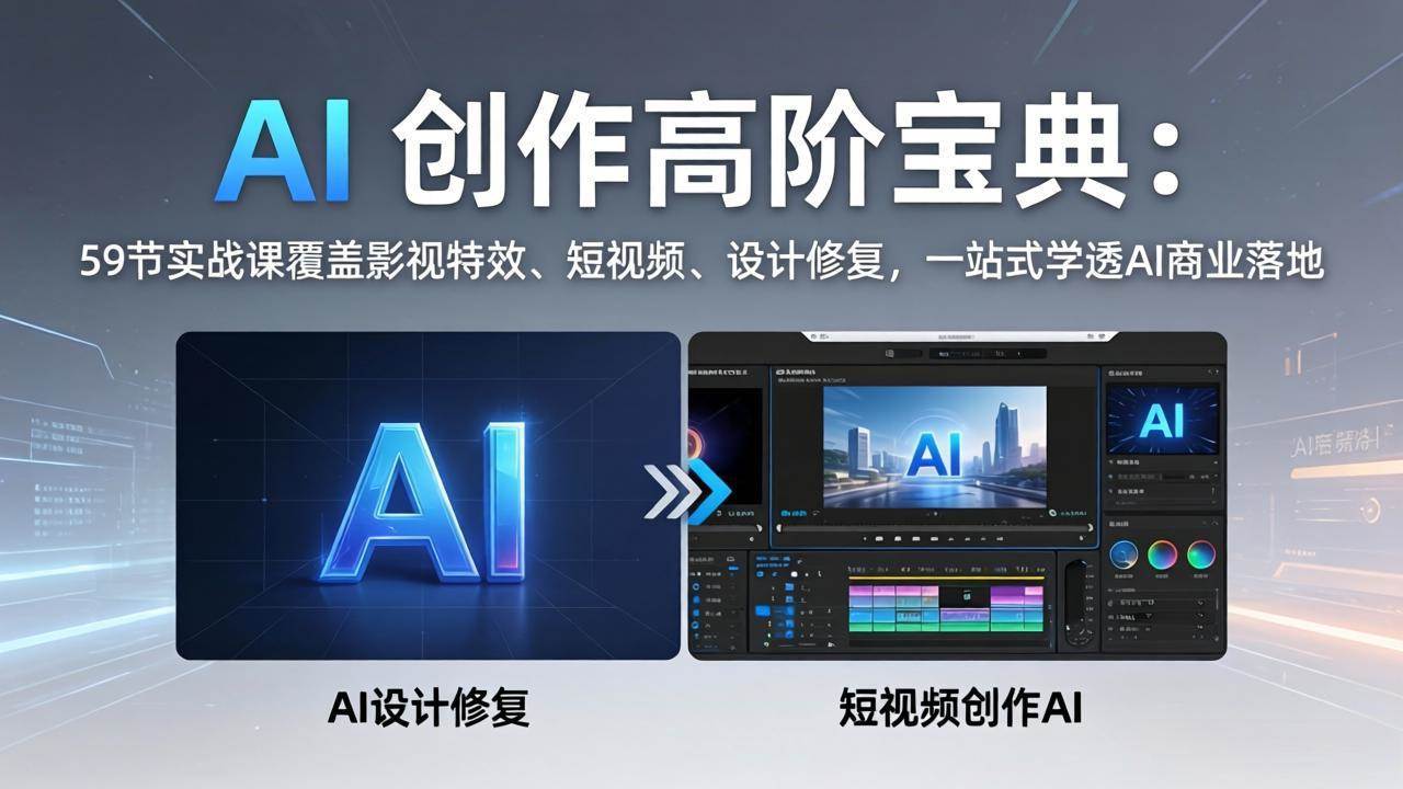 （17887期）AI 创作高阶宝典：59节实战课覆盖影视特效、短视频、设计修复，一站式学透AI商业落地-知行客