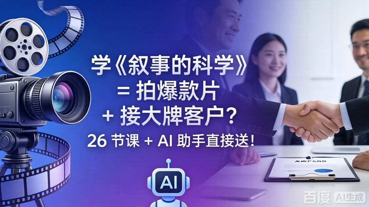 （18302期）学《叙事的科学》= 拍爆款片 + 接大牌客户？26 节课 + AI 助手直接送！ | 资源下载 - 知行客-知行客