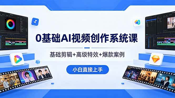 （18354期）0基础AI视频创作系统课，基础剪辑+高级特效+爆款案例，小白直接上手-知行客