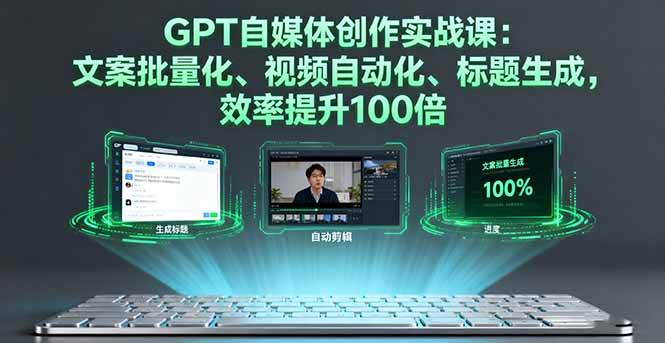 （16123期）GPT自媒体创作实战课：文案批量化、视频自动化、标题生成，效率提升100倍-知行客