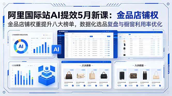 （18556期）阿里国际站AI提效5月新课：金品店铺权重提升八大榜单，数据化选品复盘与橱窗利用率优化-知行客
