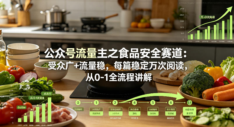 公众号流量主之食品安全赛道，受众广+流量稳，每篇作品稳定万次阅读，从0-1全流程讲解-知行客