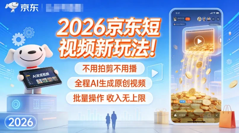 2026京东短视频新玩法！不用拍剪不用播，全程AI生成原创视频，批量操作收入无上限-知行客