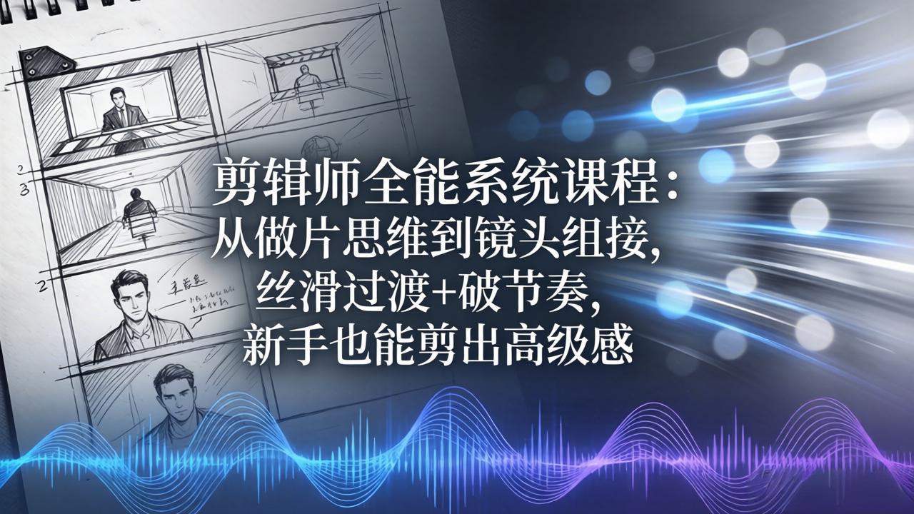 【精】剪辑师全能系统课程：从做片思维到镜头组接，丝滑过渡+破节奏，新手也能剪出高级感-知行客