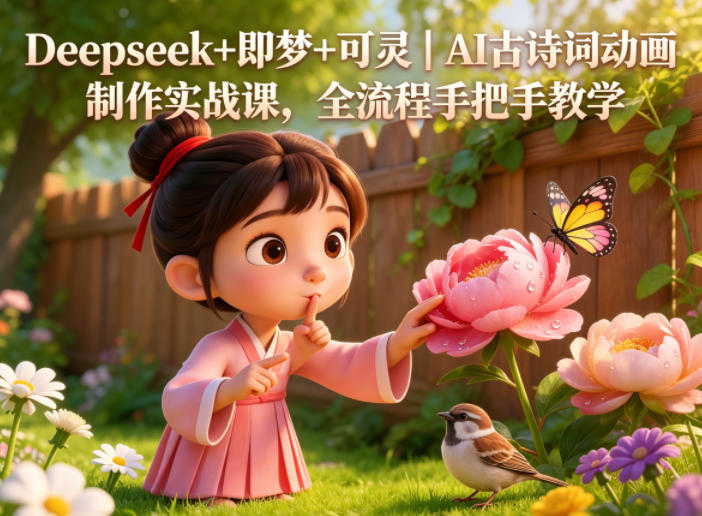 Deepseek+即梦+可灵｜AI古诗词动画制作实战课，全流程手把手教学-知行客