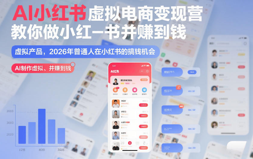 AI小红书虚拟电商变现营，教你做小红书并賺到钱，虚拟产品，2026年普通人在小红书的搞钱机会（更新中）-知行客