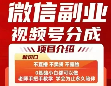 微信副业视频号分成，不直播 不卖货 不露脸，三五分钟即可完成一条作，每日收益几十、几张不等-知行客