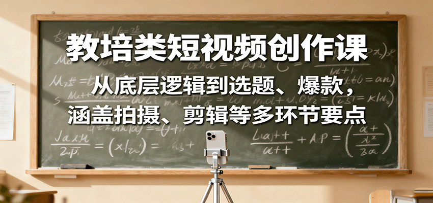 教培类短视频创作课：从底层逻辑到选题、爆款，涵盖拍摄、剪辑等多环节要点-知行客