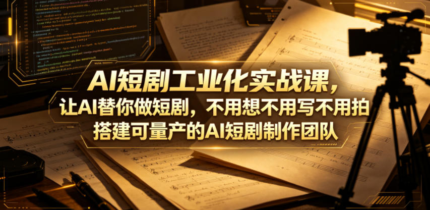 AI短剧工业化实战课，让AI替你做短剧，不用想不用写不用拍，搭建可量产的AI短剧制作团队-知行客
