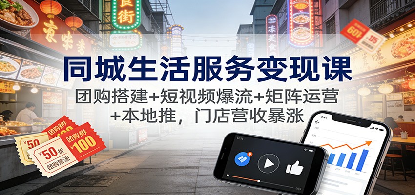 同城生活服务变现课：团购搭建+短视频爆流+矩阵运营+本地推，门店营收暴涨-知行客