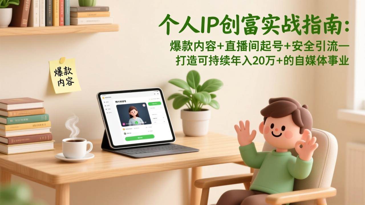 （17217期）个人IP创富实战指南：爆款内容+直播间起号+安全引流，打造可持续年入20万+的自媒体事业-知行客