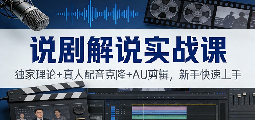 说剧解说实战课：独家理论+真人配音克隆+AU剪辑，新手快速上手-知行客