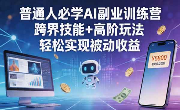 【精】普通人必学AI副业训练营，跨界技能+高阶玩法，轻松实现被动收益-知行客