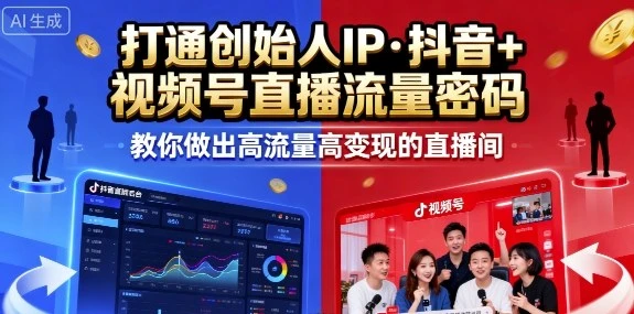 【精】25年直播9-10两期线下课，打通创始人IP，抖音+视频号直播流量密码，教你做出高流量高变现的直播间-知行客