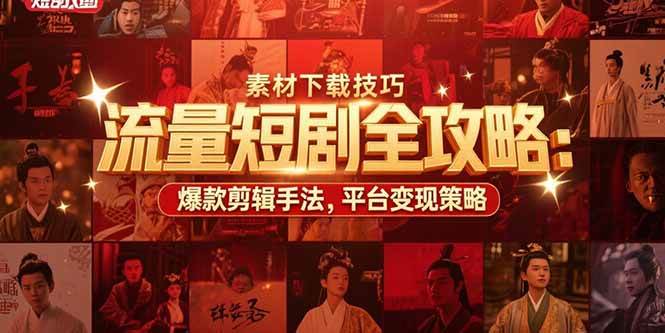 （15431期）流量短剧全攻略：素材下载技巧，爆款剪辑手法，平台变现策略-知行客