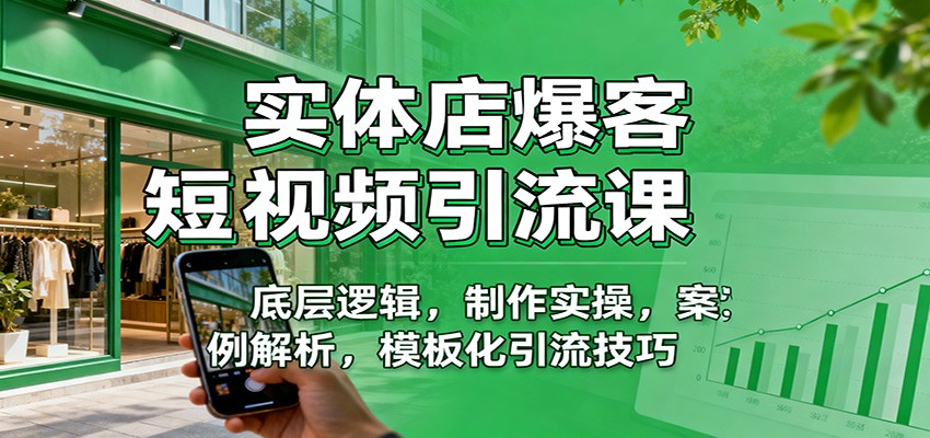 实体店爆客短视频引流课：底层逻辑，制作实操，案例解析，模板化引流技巧-知行客