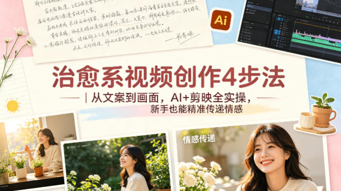 治愈系视频创作4步法｜从文案到画面，AI+剪映全实操，新手也能精准传递情感-知行客