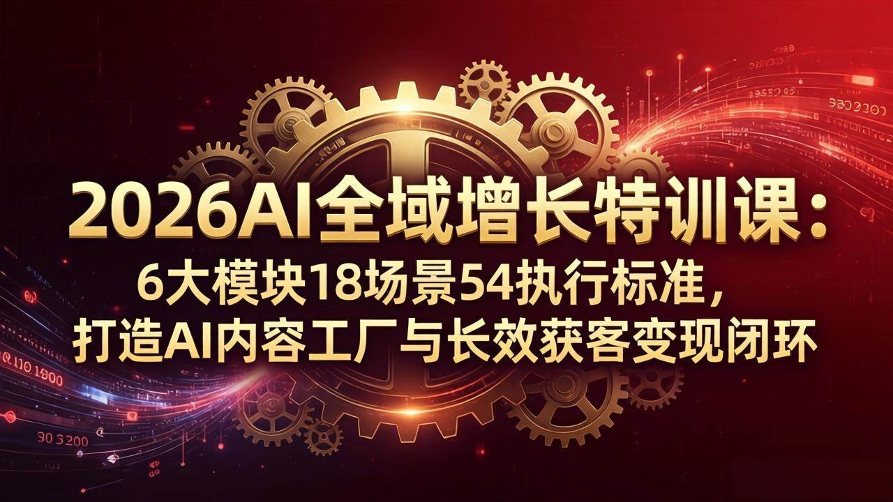 （18103期）2026AI全域增长特训课：6大模块18场景54执行标准，打造AI内容工厂与长效获客变现闭环 | 资源下载 - 知行客-知行客