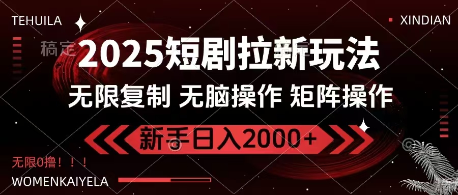 （14429期）2025短剧拉新玩法，无需注册登录，无限0撸，无脑批量操作日入2000+-知行客
