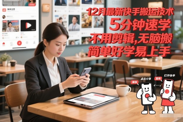 12月最新快手搬运技术，5分钟速学，不用剪辑无脑搬，简单好学易上手-知行客