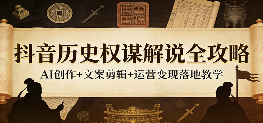 抖音历史权谋解说全攻略：AI创作+文案剪辑+运营变现落地教学-知行客