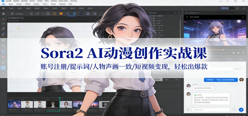 Sora2 AI动漫创作实战课：账号注册/提示词/人物声画一致/短视频变现，轻松出爆款-知行客