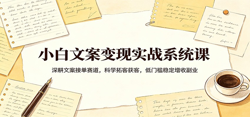 小白文案变现实战系统课：深耕文案接单赛道，科学拓客获客，低门槛稳定增收副业-知行客