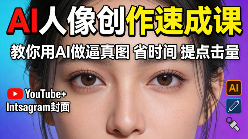 YouTube+Instagram封面没人点？AI人像创作速成课，教你用AI做逼真图，省时间还能提点击量！-知行客