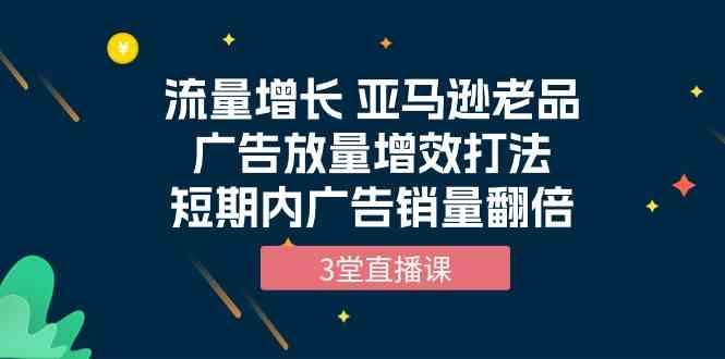 （10112期）流量增长 亚马逊老品广告放量增效打法，短期内广告销量翻倍（3堂直播课）-知行客