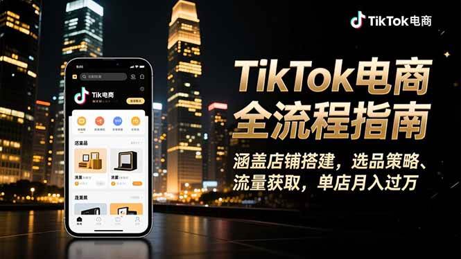 （16524期）TikTok电商全流程指南，涵盖店铺搭建、选品策略、流量获取，单店月入过万-知行客