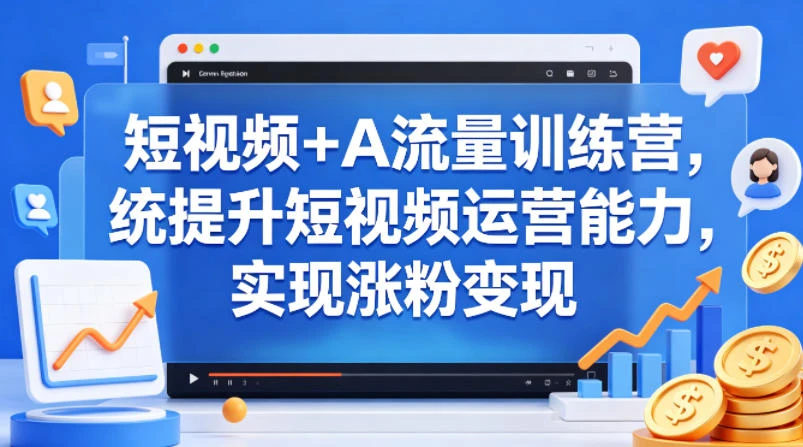 【精】短视频+AI流量训练营，统提升短视频运营能力，实现涨粉变现-知行客