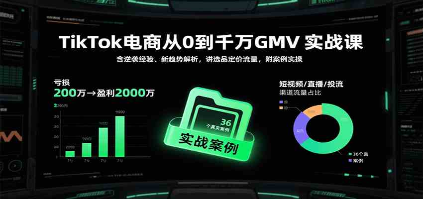 TikTok电商从0到千万GMV实战课，含逆袭经验、新趋势解析，讲选品定价流量等（更新）-知行客