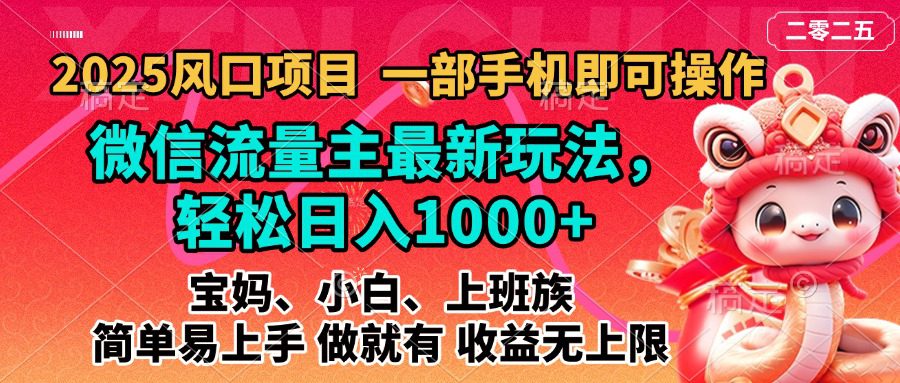 2025蓝海风口项目，微信流量主最新玩法，轻松日入1000+，简单易上手，做就有 收益无上限-知行客