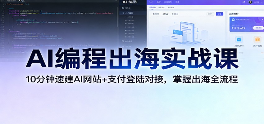 AI编程出海实战课：10分钟速建AI网站+支付登陆对接，掌握出海全流程-知行客