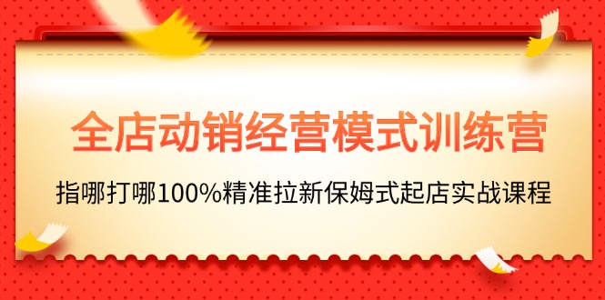 （11460期）全店动销-经营模式训练营，指哪打哪100%精准拉新保姆式起店实战课程-知行客