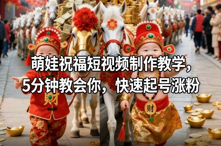 萌娃祝福短视频制作教学，5分钟教会你，快速起号涨粉-知行客