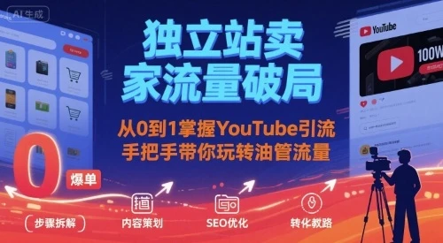 【精】独立站卖家流量破局：从0到1掌握YouTube引流，手把手带你玩转油管流量-知行客