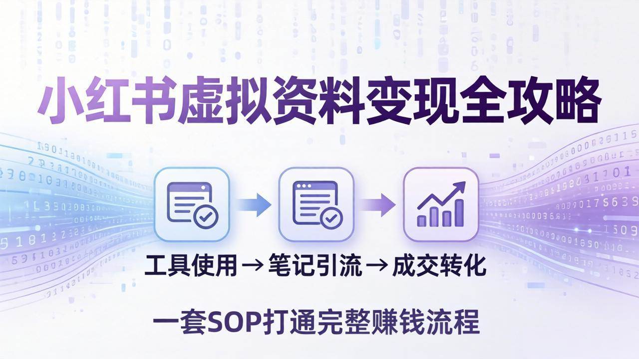 （17801期）小红书虚拟资料变现全攻略：从工具使用到笔记引流成交，一套 SOP 打通完整赚钱流程-知行客